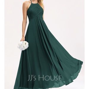dark green long bridesmaids dress